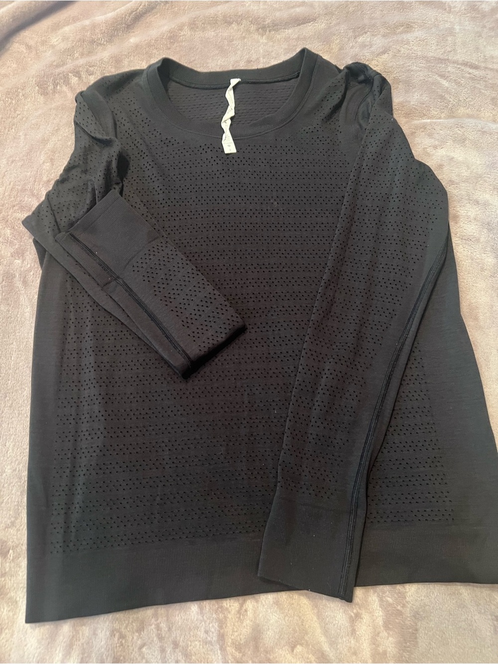 lululemon athletica Black Long Sleeve Perforated Crew Top